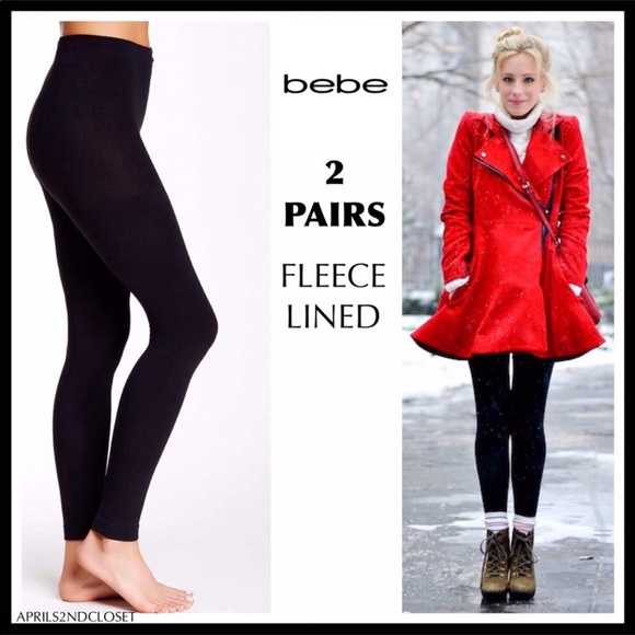 BEBE 2 BLACK FLEECE FLEECE LINED LEGGINGS A2C - Picture 12 of 12